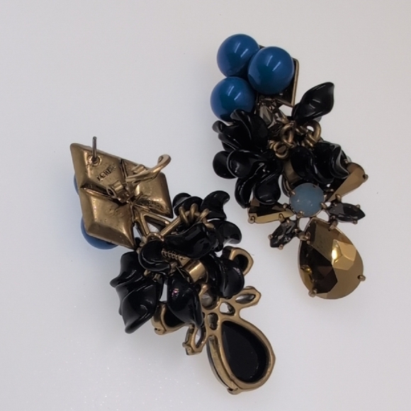 J. Crew Blue and Gold Cluster Earrings - Picture 2 of 5